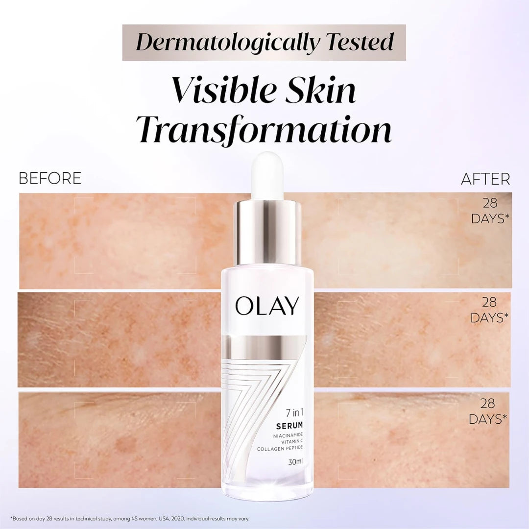 Olay 7in1 Ultra-light Face Serum | Niacinamide, Vitamin C, Collagen Peptides (30ml)