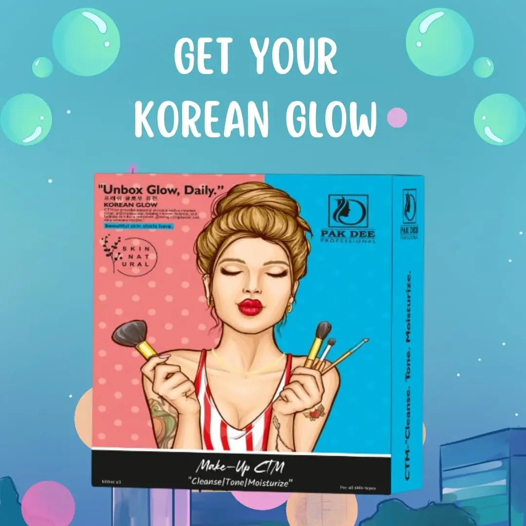 PakDee Professional Korean Glow Make - up CTM Kit, 3 - in - 1 Cleanser, Toner, Moisturizer, For All Skin Types - Deals999