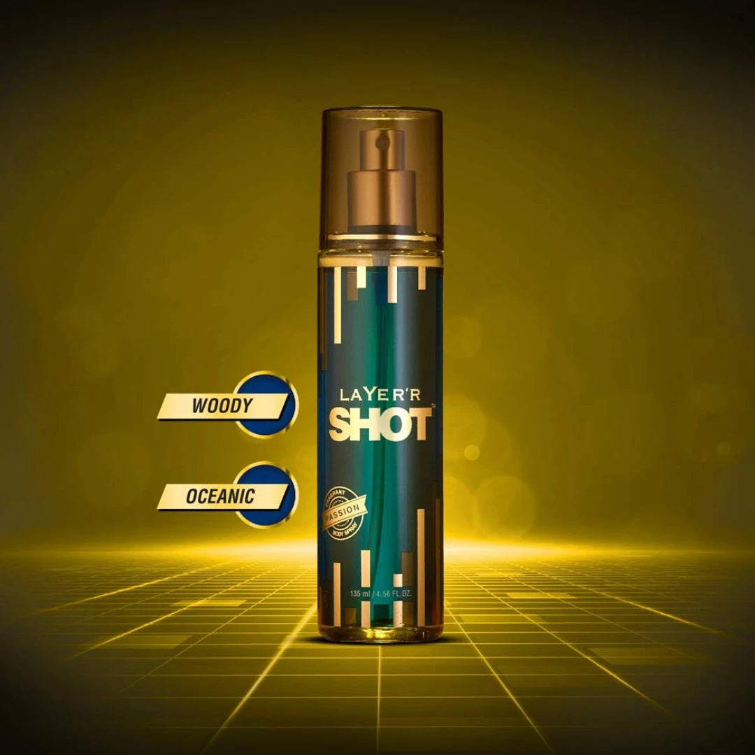 Layer'r Shot Gold Passion Deodorant Body Spray For Men - 135ml (Pack of 2)