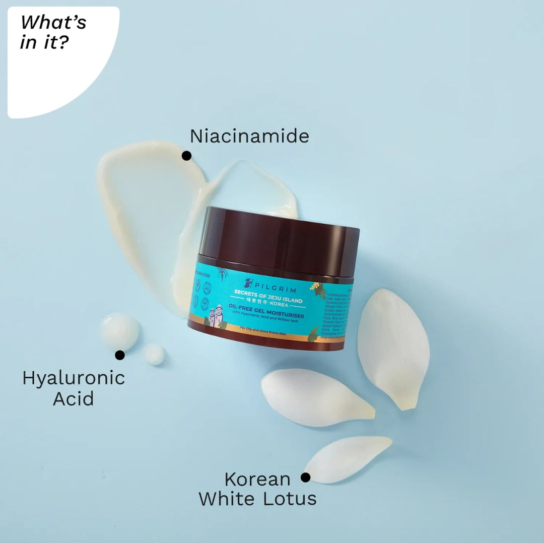 Pilgrim Oil-free Gel Moisturiser with Hyaluronic Acid and Willow bark, 50 gm