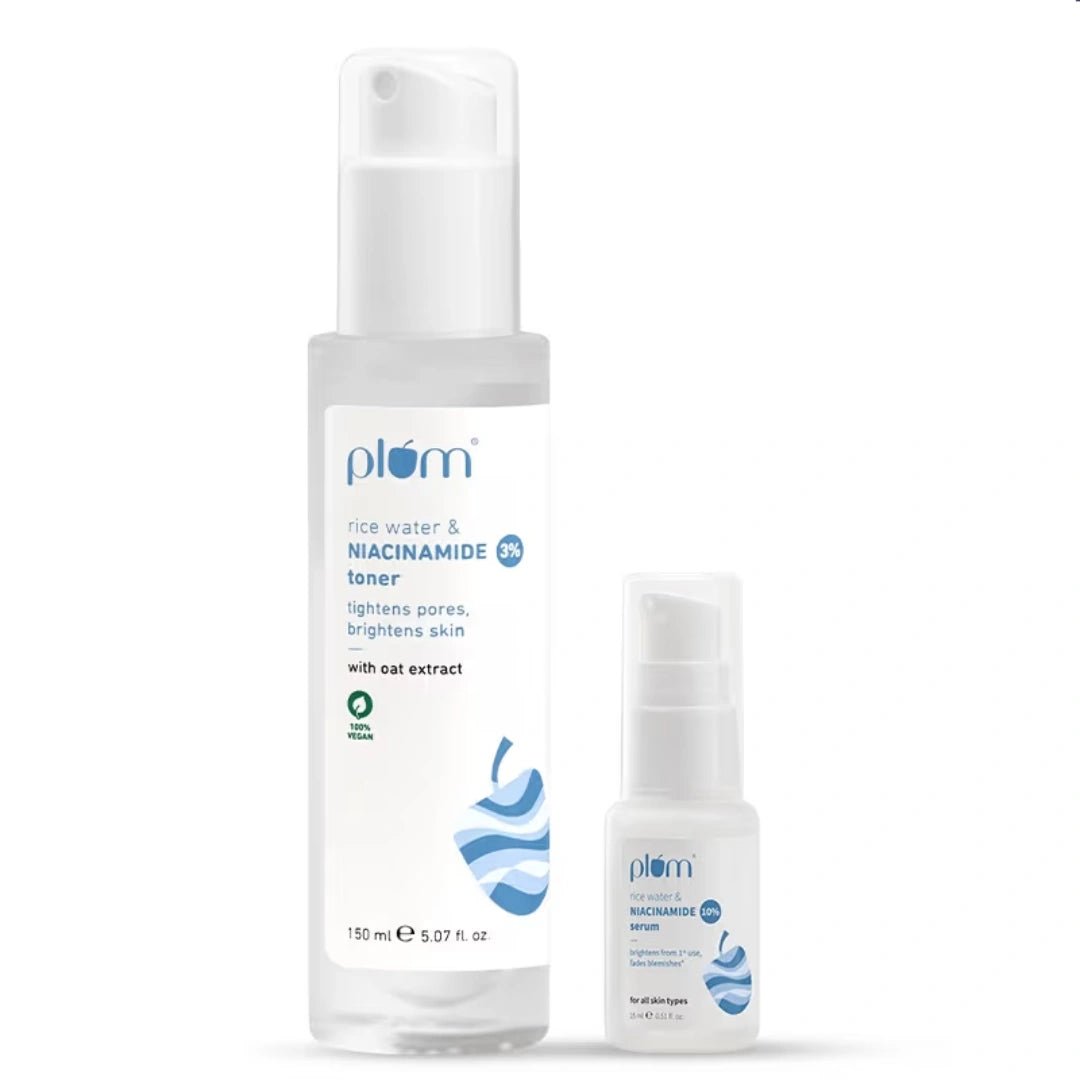 Plum Niacinamide Toner & Serum Duo for Pore Care, Tightening & Brightening (2 pcs) - Deals999