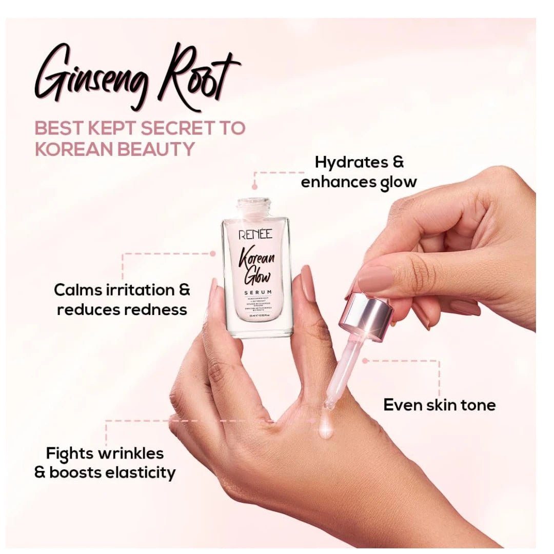 RENEE Korean Glow Serum 15ml, Lightweight, Non Greasy, Hydrates, Smoothens,Plump - up the Skin With Glassy - dewy Shine & Maintain Its Youthful Glow Hyaluronic Acid & Vitamin C - Deals999