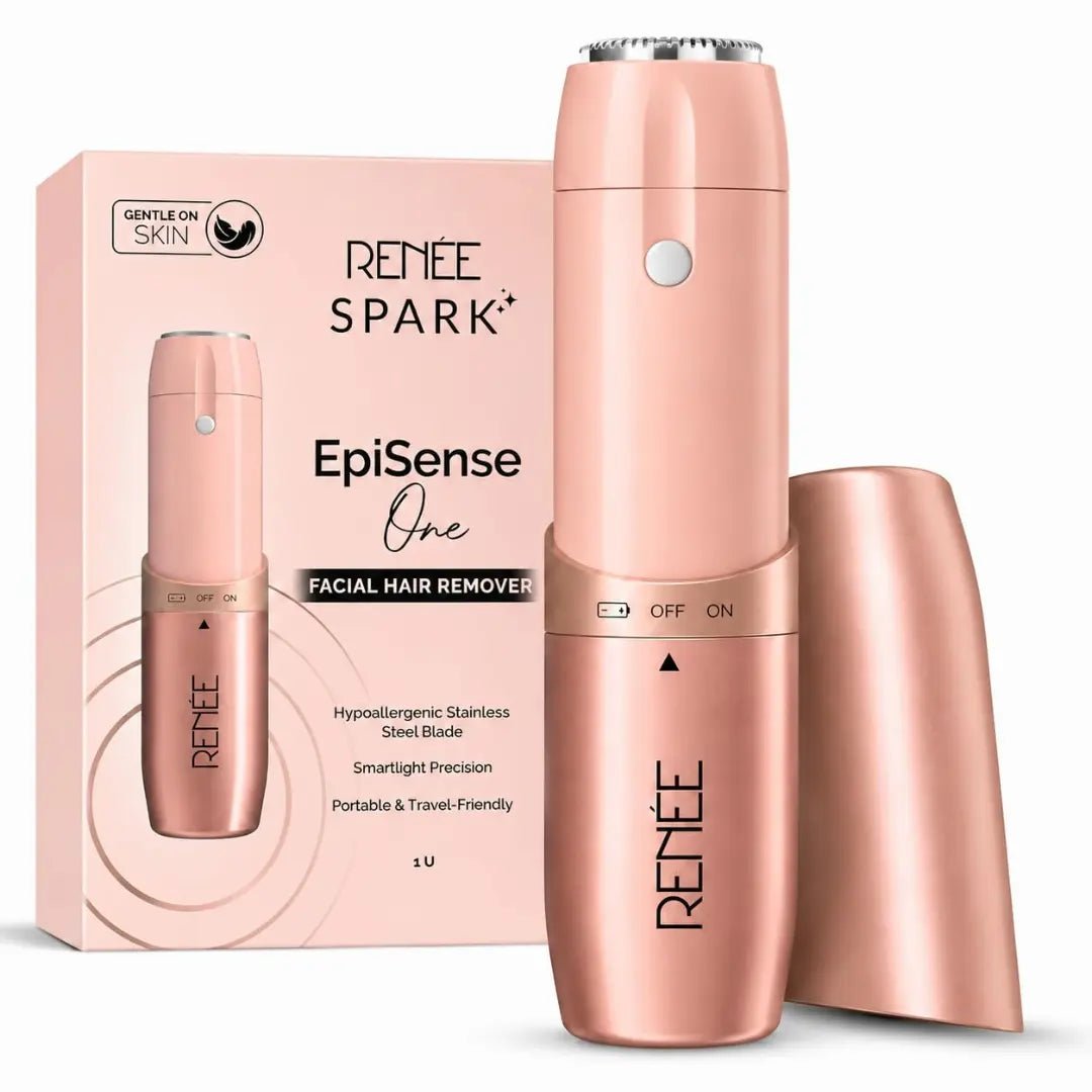 RENEE Spark EpiSense One Facial Hair Remover | Cheeks, Upper Lip & Chin, Gentle On Skin | With Hypoallergenic Stainless Steel Blade & Smartlight Precision | For Women | 1 Unit - Deals999