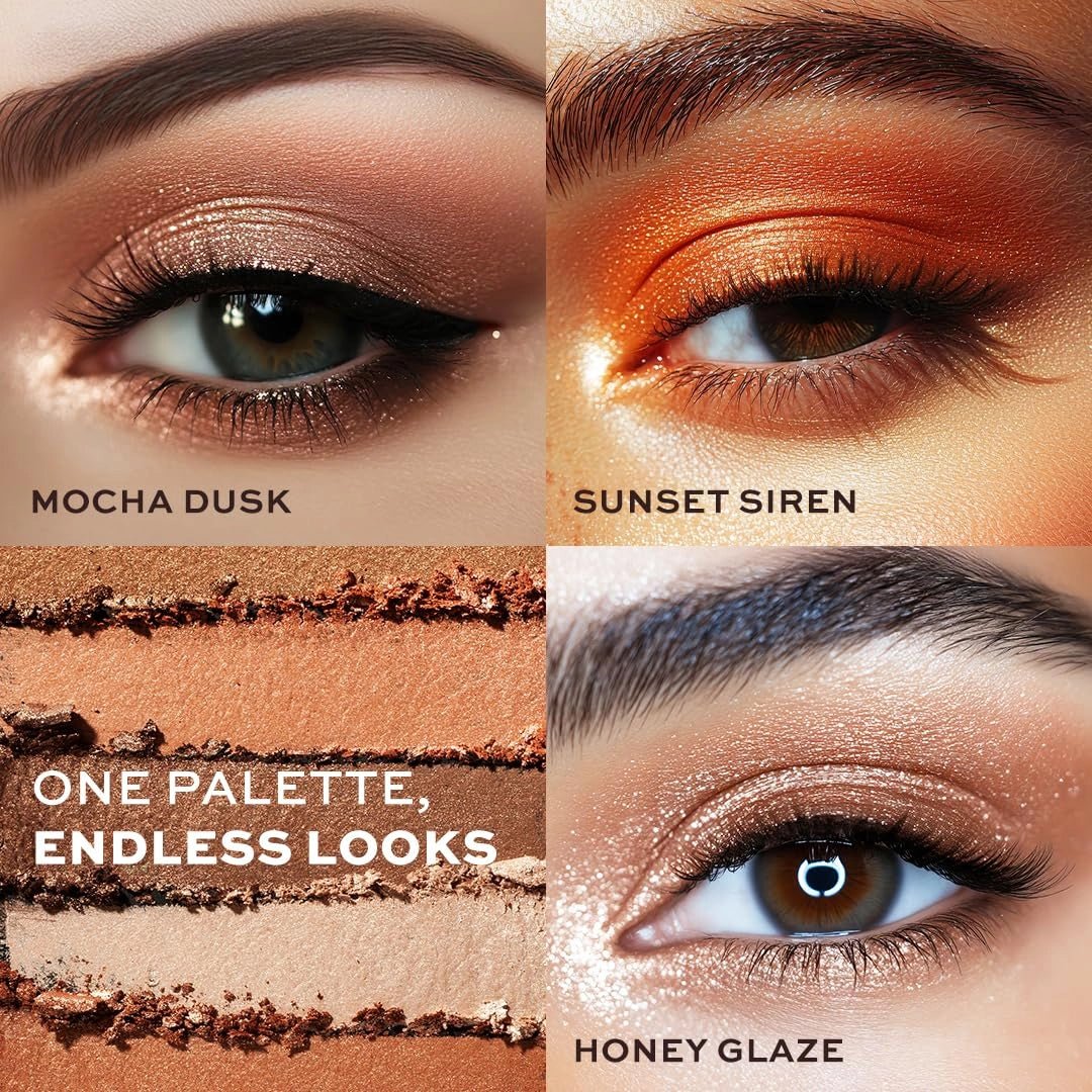 Revolution Forever Flawless Eyeshadow Palette - Bronze Temptation | Highly Pigmented and Blendible | Includes 18 shades - Glitters and Mattes | Long Wearing and Waterproof - 19g - Deals999