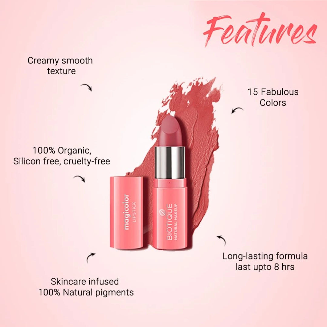 Biotique Natural Makeup Magicolor Lipstick, Give Me A Rose