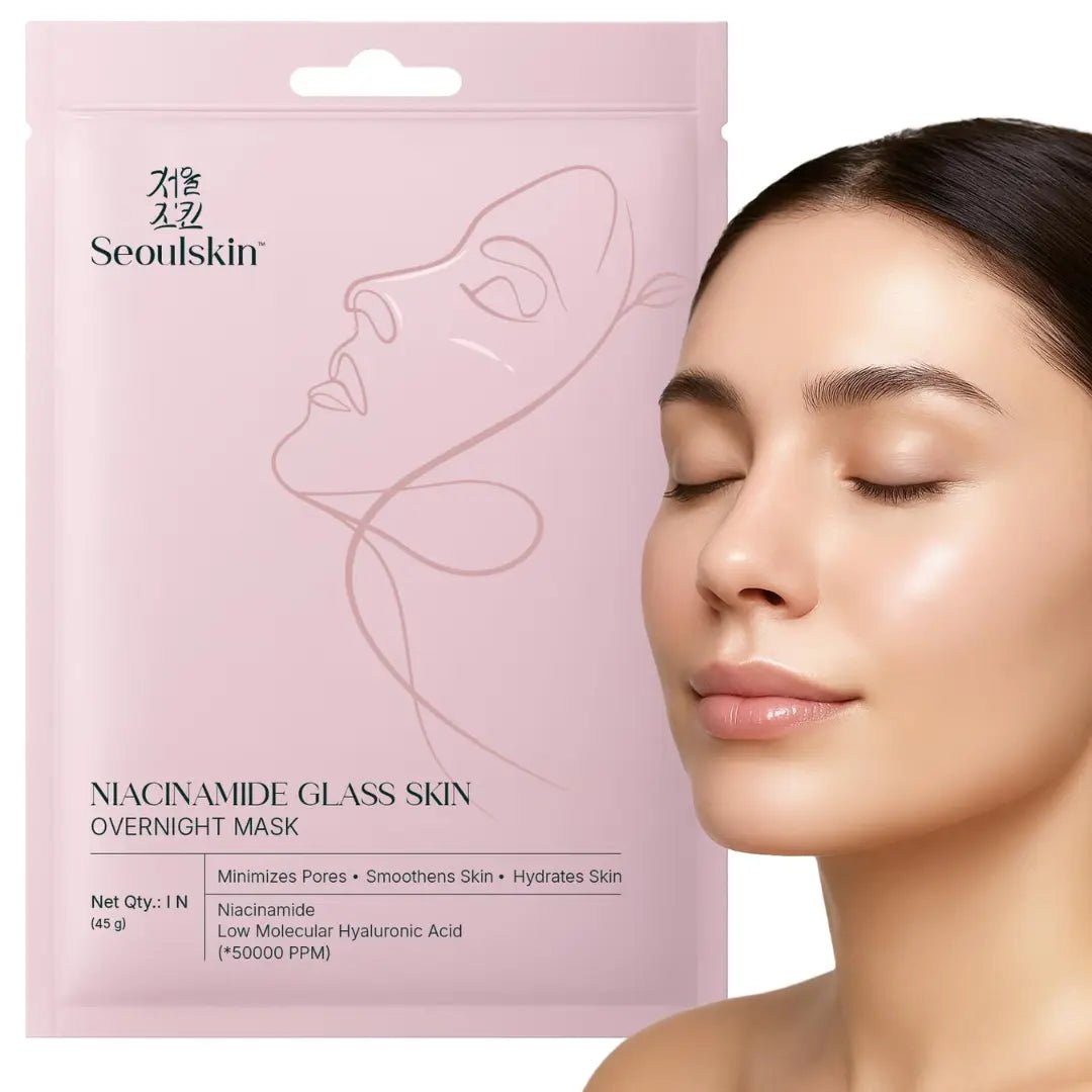 SeoulSkin Niacinamide Glass Skin Overnight Mask | 50,000 PPM Niacinamide & Hyaluronic Acid | Korean Face Mask for Glowing Skin, Pore Minimizing, Hydrating & Skin Brightening | 1 Sheet Mask - Deals999