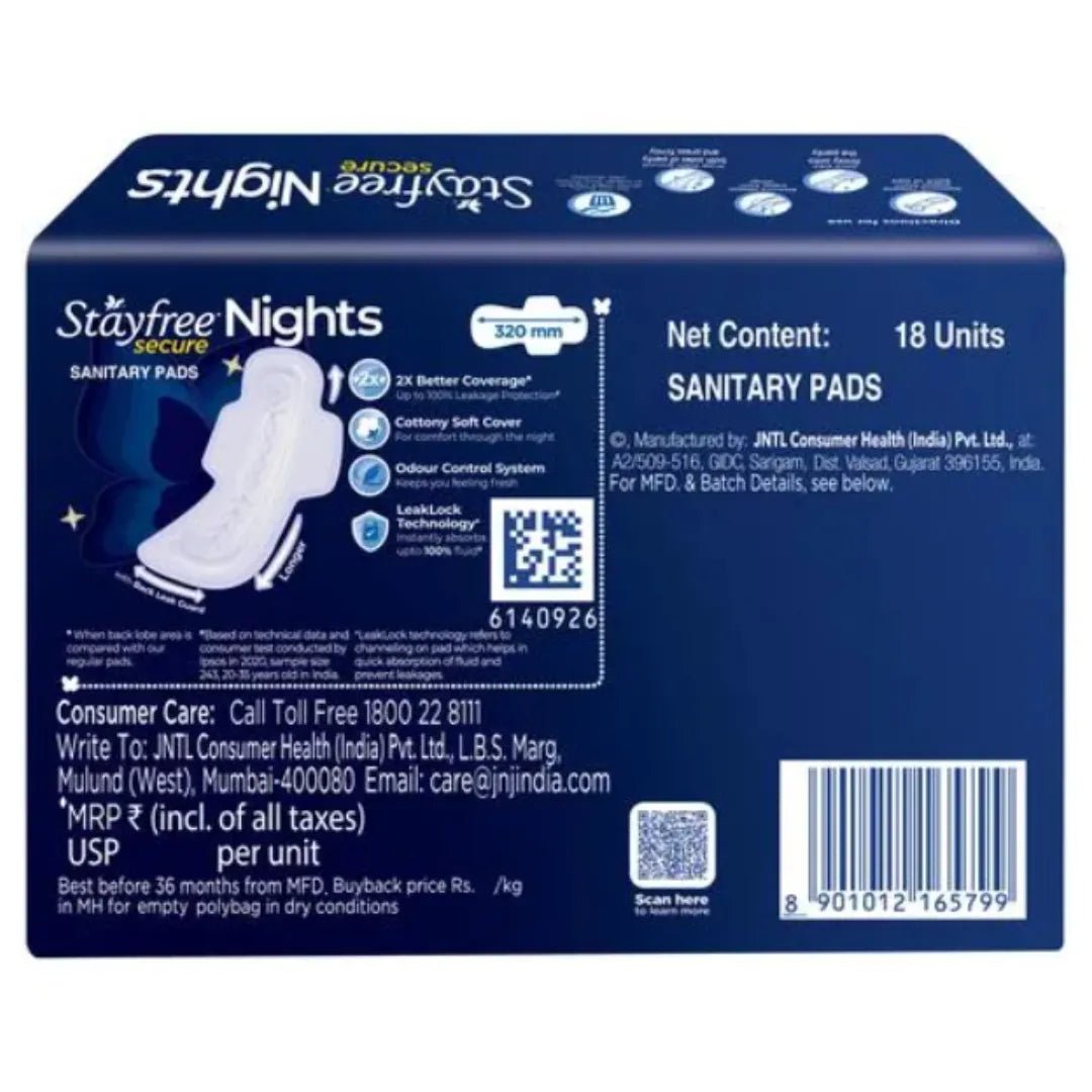 Stayfree Secure Nights Cottony Comfort XXL Pads 18's - Deals999