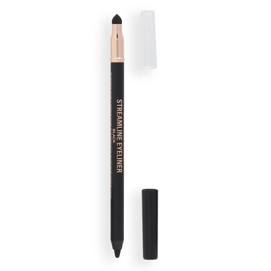 Makeup Revolution London – Streamline Waterline Eyeliner Pencil – Black | Ultra Creamy & Pigmented Texture | Smooth & Buttery Application | Built-in Smudger for Smokey Looks | 1.3g