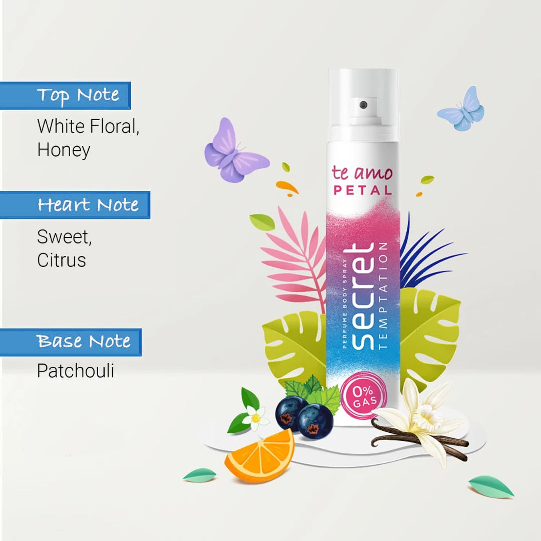 Secret Temptation Te Amo Petal No Gas Perfume Body Spray for Women (120ml)