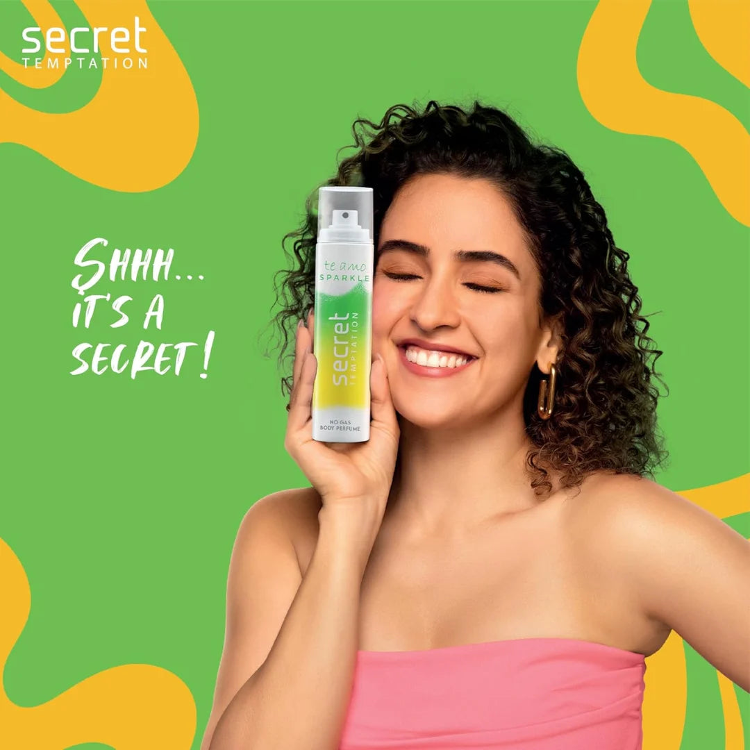 Secret Temptation Te Amo Sparkle and Aqua No Gas Perfume Body Spray for Women -120ml (Pack of 2)