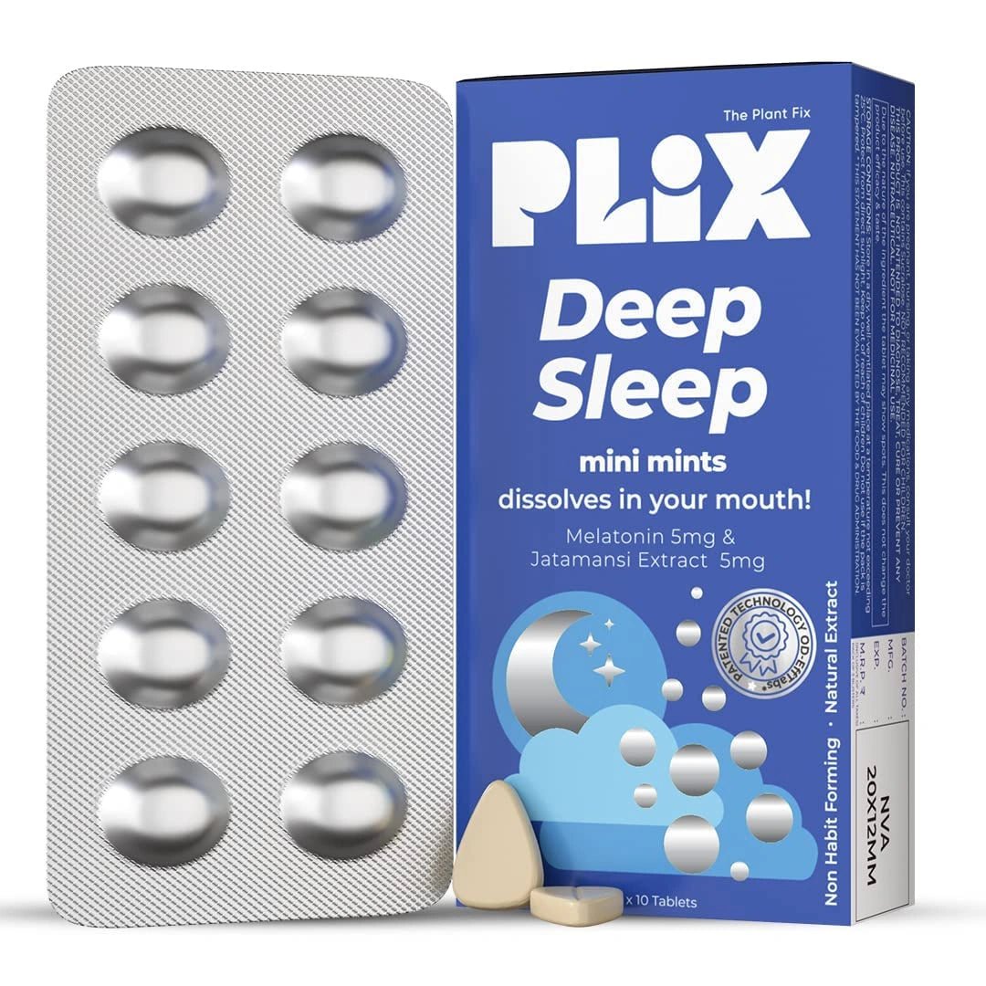 The Plant Fix Plix Melatonin Tablet Deep Sleep Oral Dissolving Mini Mints Effervescent Supporting Restful Sleep | Non Habit Forming | Melatonin And Jatamansi Extracts (5Mg) | Pack Of 1, 30 Mints - Deals999