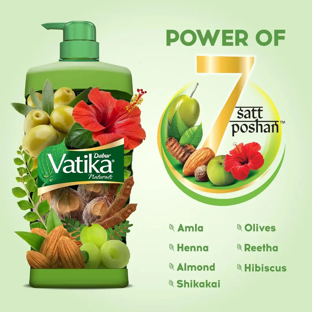 Dabur Vatika Health Shampoo | With 7 natural ingredients | For Smooth, Shiny & Nourished Hair (640ml)