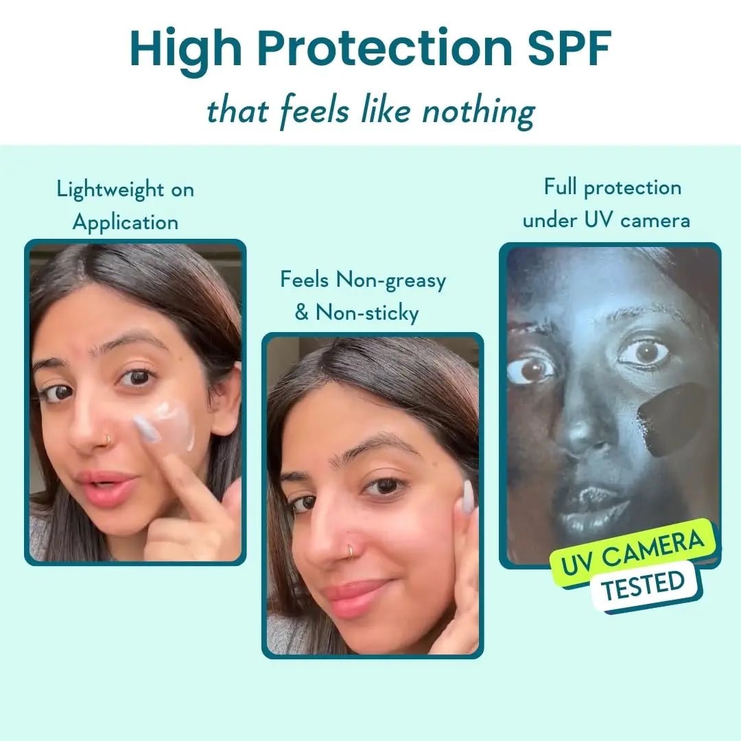 WishCare with SPF 50 PA++++ In - Vivo Tested | Glowing Skin with Broad Spectrum Protection | Ultra Lightweight, Oil Free & No White Cast | For All Skin Types | 50g - Deals999