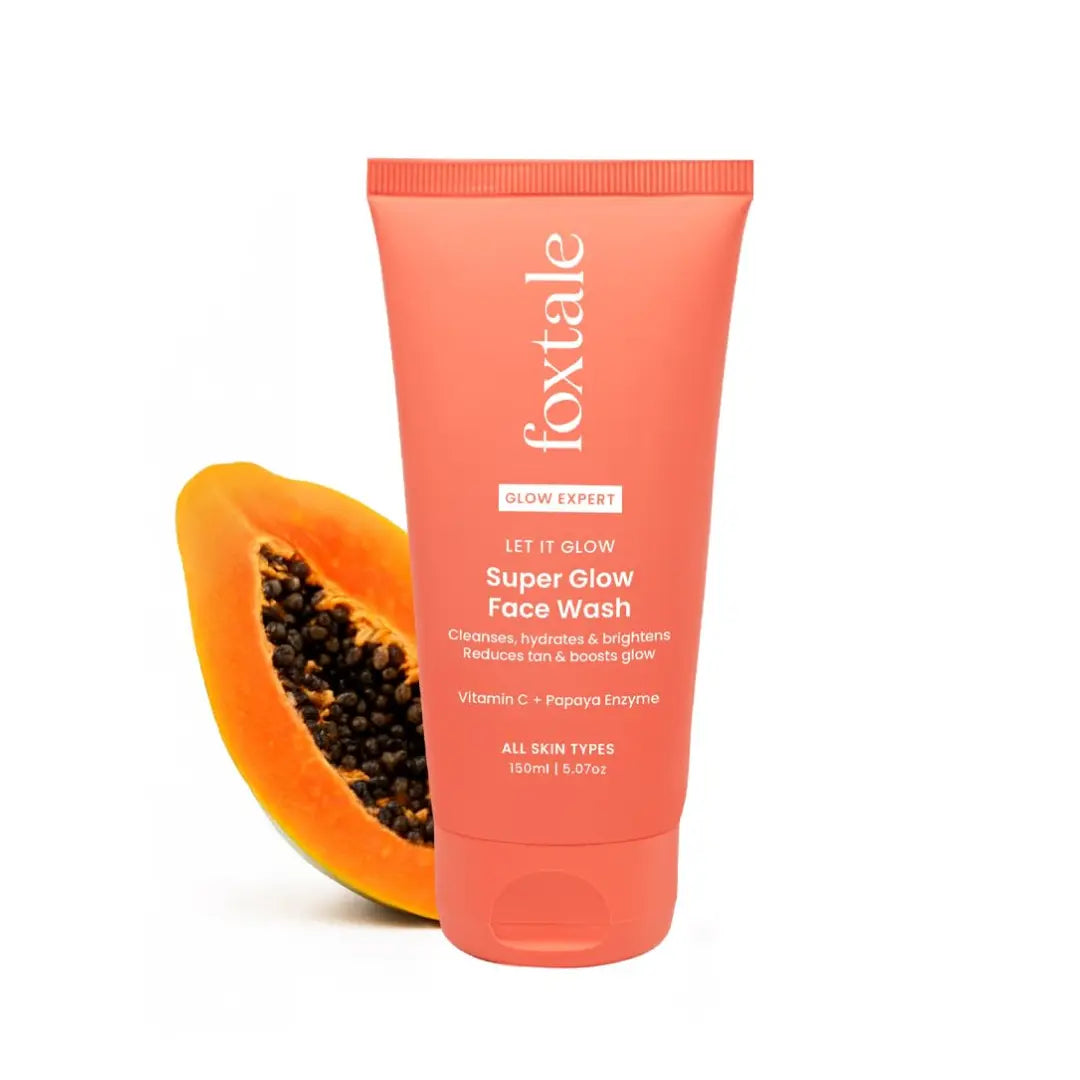 Foxtale Super Glow Detan Face Wash with Vitamin C & Papaya enzyme, Tan Removal, Brightens & Reduces Pigmentation, Gentle Exfoliation | Face Wash for Men & Women | All Skin Types - 150ml