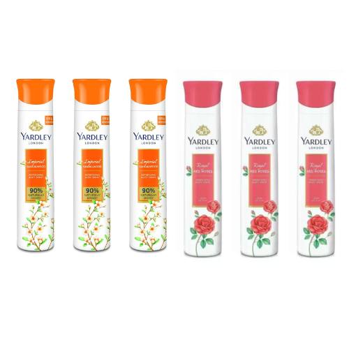 Yardley London 3-Sandal wood and 3-Red Rose Deodorant Spray - For Women