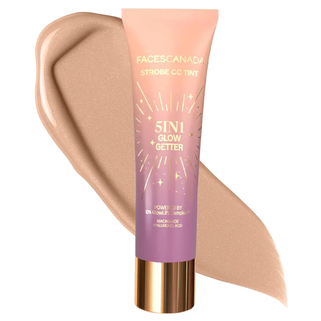 FACES CANADA Strobe CC Tint - 27ml | 5-in-1 Serum + Moisturizer + Primer + BB/CC Cream + Strobe Cream | Lightweight | Radiant Dewy Glass Skin Glow | Niacinamide & Hyaluronic Acid | For Fair To Light Skin