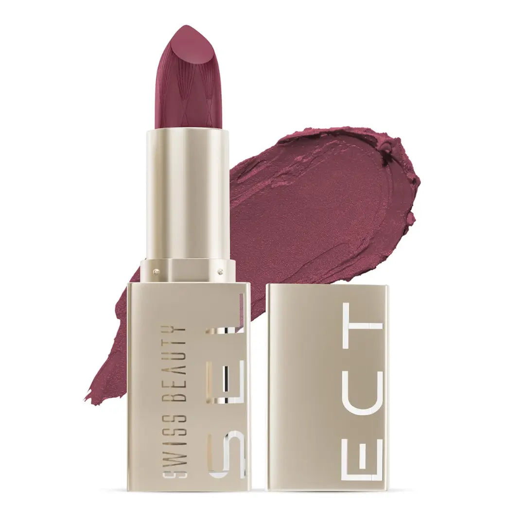Swiss Beauty Select Crème Touch Hydrating Lipstick | With Vitamin E and Tea Tree Oil | High -shine finish | shade- Indeed Berry, 3g |
