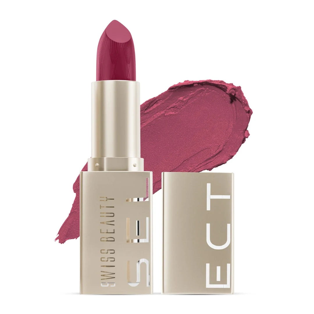 Swiss Beauty Select Crème Touch Hydrating Lipstick | With Vitamin E and Tea Tree Oil | High -shine finish | shade- Indeed Berry, 3g |