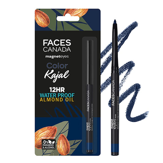 FACESCANADA Magneteyes Color Kajal  0.30g Highly Pigmented Kohl, 12Hr Long Stay, Matte Finish, Single Stroke Glide, Waterproof & Smudgeproof, Almond Oil Enriched