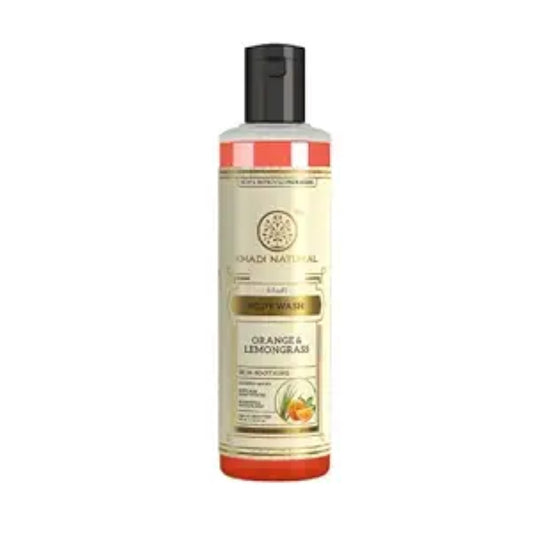 Khadi Natural Herbal Orange & Lemongrass Body Wash| Cleanses and Revives Skin|Shower Gel to Regulate oil production| Keeps skin blemish free|Suitable for All Skin Types| 210ml