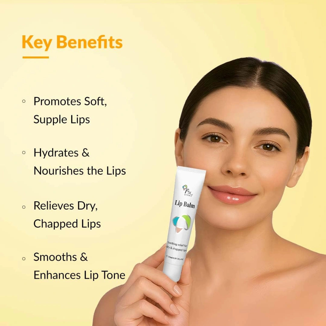 Fixderma Lip Balm With Vitamin C & E For Pigmented, Dry & Chapped Lips | Soft, Hydrating & Nourishes Lips | Even Out Lip Tone | Lip Balm For Dark Lips | 15ml
