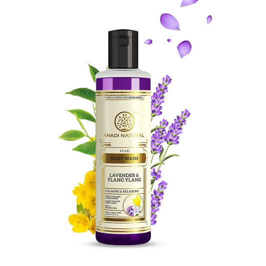 Khadi India Lavender & Ylang Ylang Body Wash | Gently cleanses and nourishes| Shower gel that relax senses| Floral fragrance| Suitable for All Skin Types | 210ml