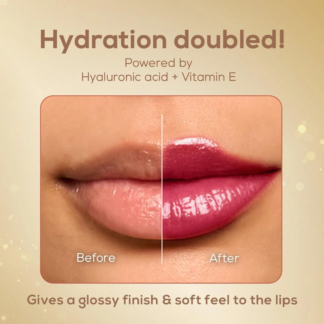 RENEE H2O Hydrating Liquid Lipstick - Plum Tide, Hydrating, Lightweight | Natural Lip Like Look | Glossy finish | Hyaluronic Acid, Peptides & Vitamin E Infused | 4 ml