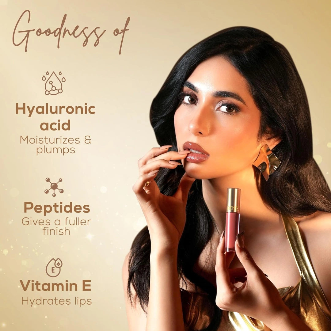 RENEE H2O Hydrating Liquid Lipstick - Plum Tide, Hydrating, Lightweight | Natural Lip Like Look | Glossy finish | Hyaluronic Acid, Peptides & Vitamin E Infused | 4 ml