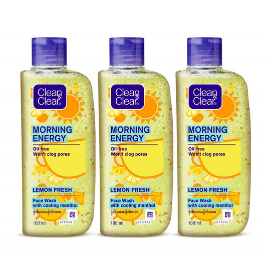 Clean & Clear Morning Energy Lemon Fresh, Yellow, 100 ml (Pack of 3)