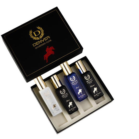 DENVER Sporting Club Gift Set for Men - Rider, Victor, Champ, Goal - 20ML Each | Long Lasting Luxury Perfume EDP