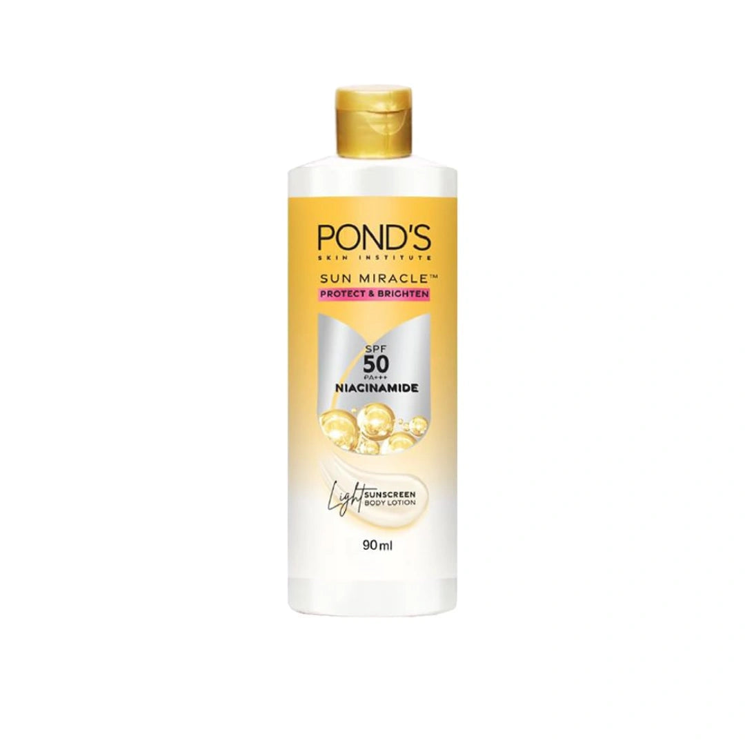 POND'S SUN MIRACLE SPF 50 PA+++ LIGHTWEIGHT SUNSCREEN BODY LOTION, PROTECTS FROM UVA/UVB RAYS, 1% ACTIVE NIACINAMIDE, NO WHITE CAST-90ML