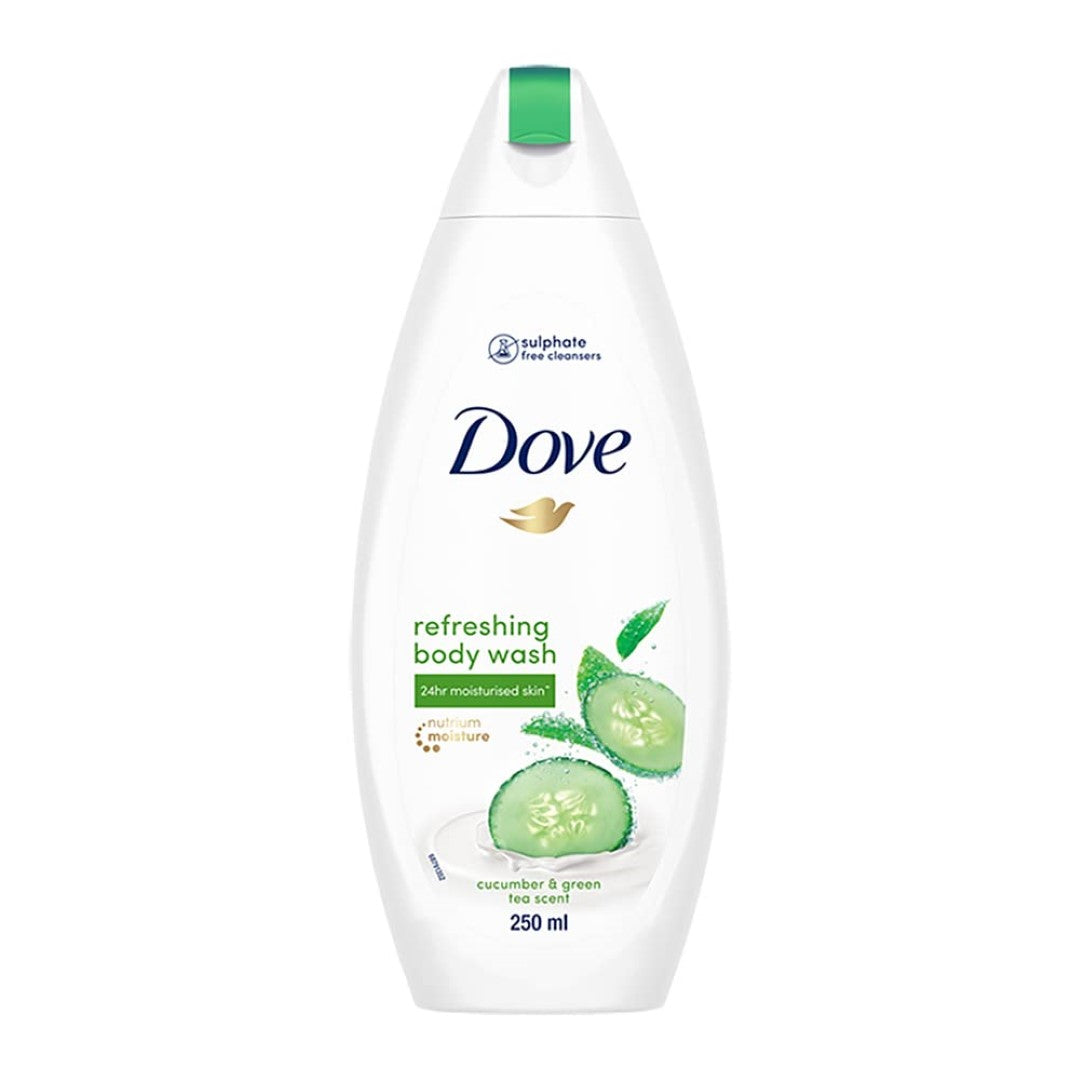 Dove Refreshing Body Wash, With Refreshing Cucumber And Green Tea Scent, For All Skin Type, Smoother Skin, 250 ml