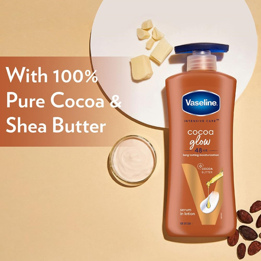 Vaseline Cocoa Glow Serum In Lotion, 400 ml | 100% Pure Cocoa & Shea Butter