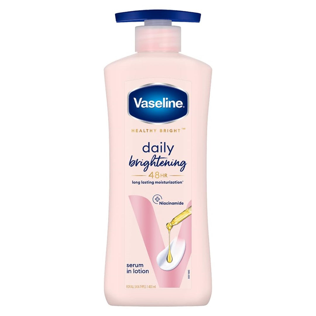 Vaseline Healthy Bright, Daily Brightening Daily Moisturizer, 400 ml, for Glowing Skin, with Vitamin B3, Visibly Radiant Skin in 2 Weeks, Lightweight, Non-sticky, Non-Oily Body Lotion, for Dry Skin