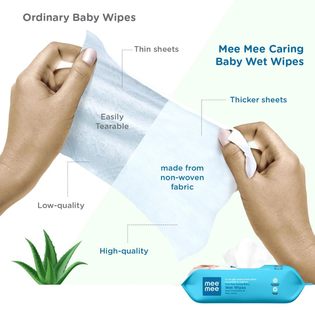 Mee Mee Baby Gentle Wet Wipes with Aloe Vera extracts, 72 counts, Pack of 3