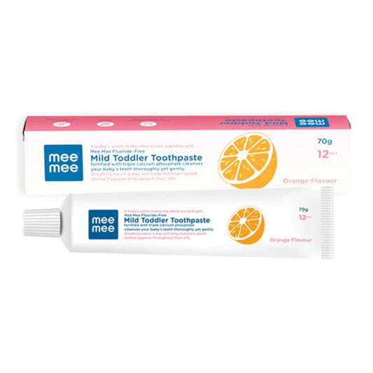 Mee Mee Fluoride-Free Baby Tooth Paste for Kids & Toddler 70 gram Fortified with Triple Calcium Phosphate, Cavity Protection, Oral Care, Best for Baby 1-5 Years (Orange, Pack of 1)