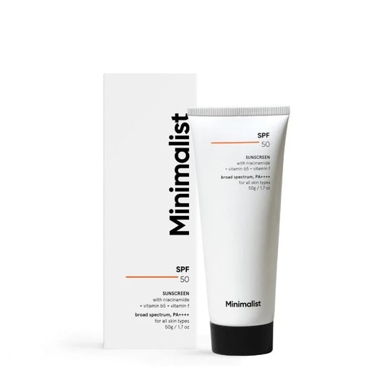 Minimalist Sunscreen SPF 50 PA++++ | Lightweight with Multi-Vitamins | No White Cast | Broad Spectrum | For Women & Men | 50g