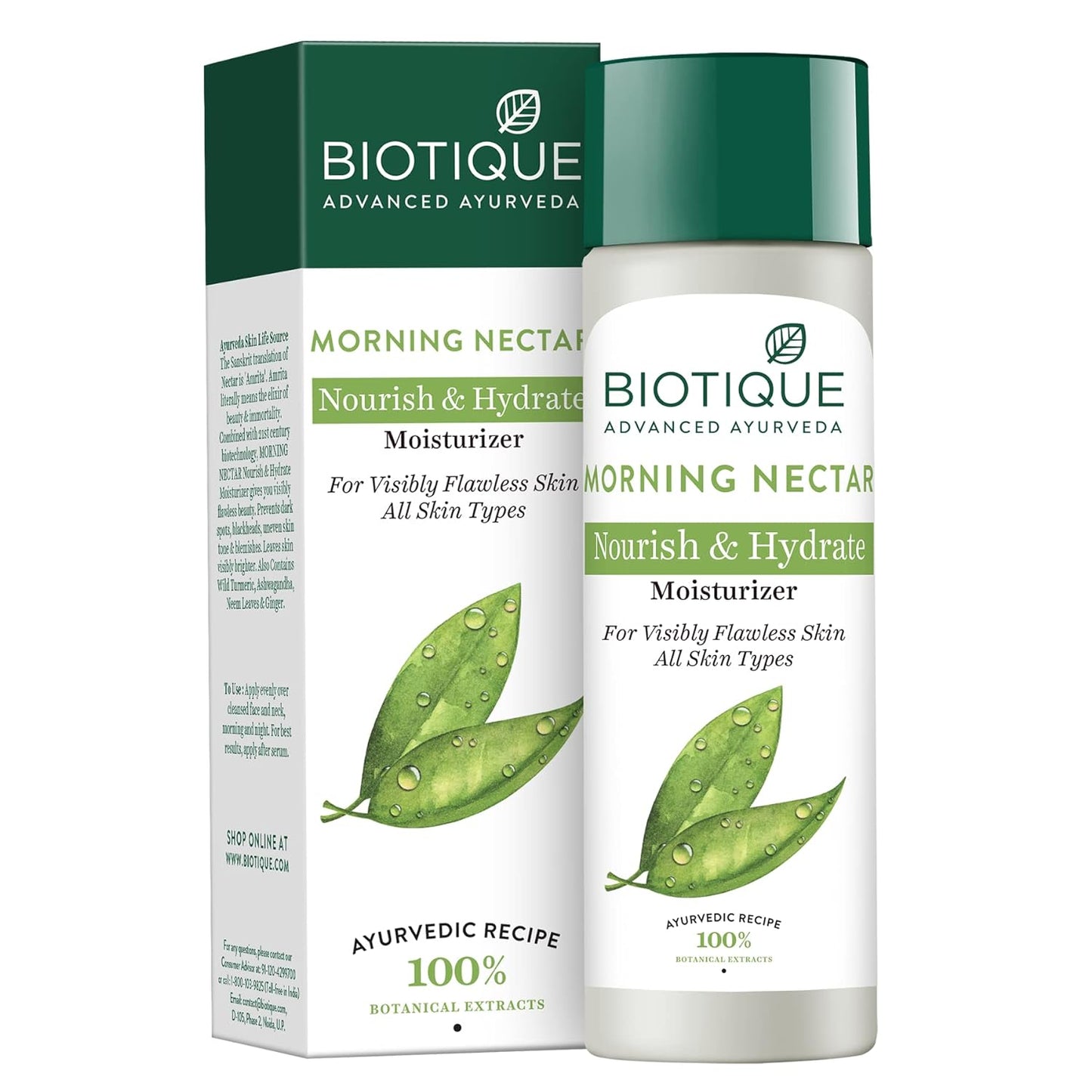 Biotique Morning Nectar Flawless Skin Moisturizer l Prevents Dark spots, Blackheads and Blemishes l Visibly Flawless Skin l Nourishes and Hydrates Skin l All Skin Types l 190ml