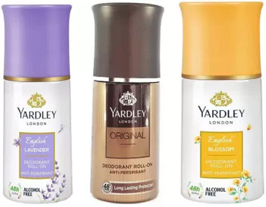 Yardley London English Lavender, Orignal and English Blossom Roll On Roll On Pack Of 3 Deodorant Roll-on - For Women (50 ml, Pack of 3)