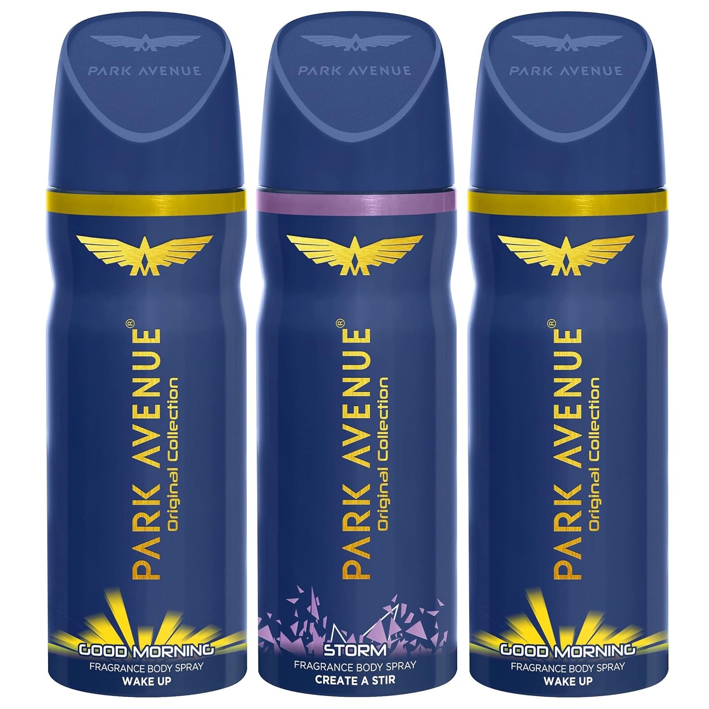 Park Avenue Good Morning with Free Body Deo, Storm, Multicolor, Citrus, Patchouli, Vanilla for Men, 150ml (Pack of 3)