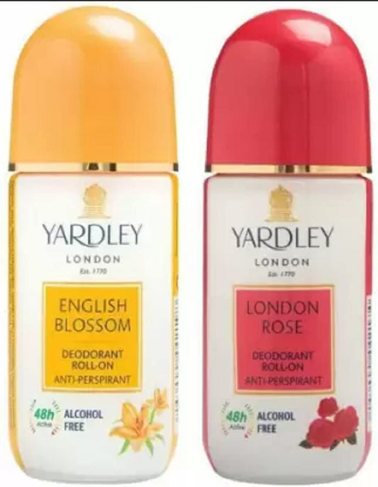 Yardley London English Blossom and London Rose Deodorant Roll-on - For Men & Women (100 ml, Pack of 2)
