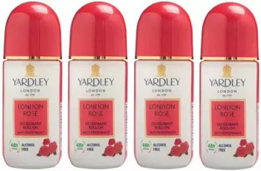 Yardley London 4 London Rose Deodorant Roll-on - For Men & Women(Pack of 4) Deodorant Roll-on - For Men & Women (200 ml, Pack of 4)