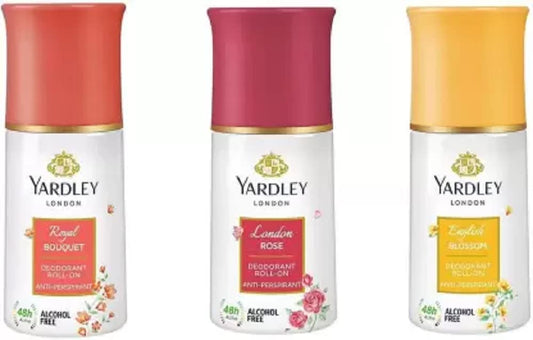 Yardley London Royal Bouquet And London Rose And English Blossom Pack of 3 Deodorant Roll-on - For Women (50 ml, Pack of 3)