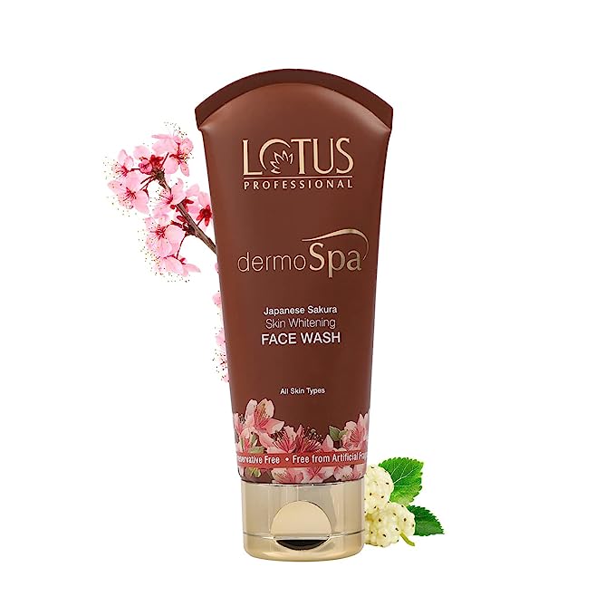 Lotus Professional DermoSpa Japanese Sakura Skin Whitening Face Wash, All skin Types, Preservative Free, Transparent, Unscented, 80 g