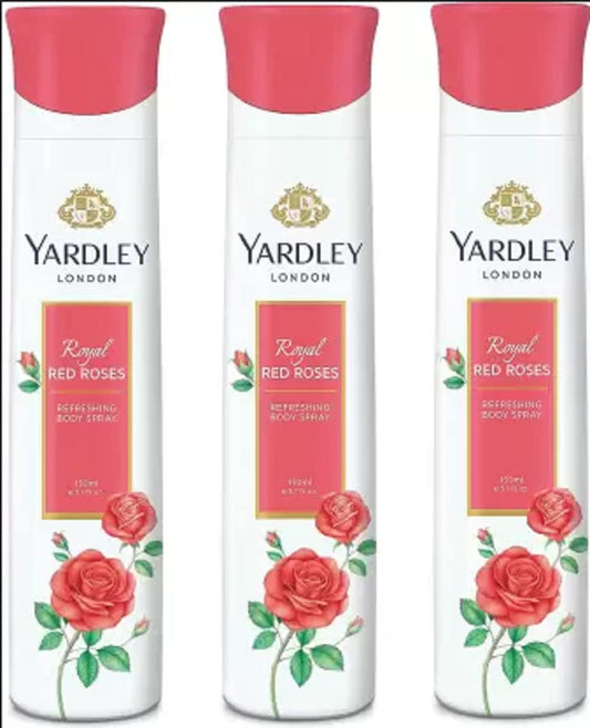 Yardley London Women Royal Red Rose 150ML Each (Pack of 3) Deodorant Spray - For Women (450 ml, Pack of 3)