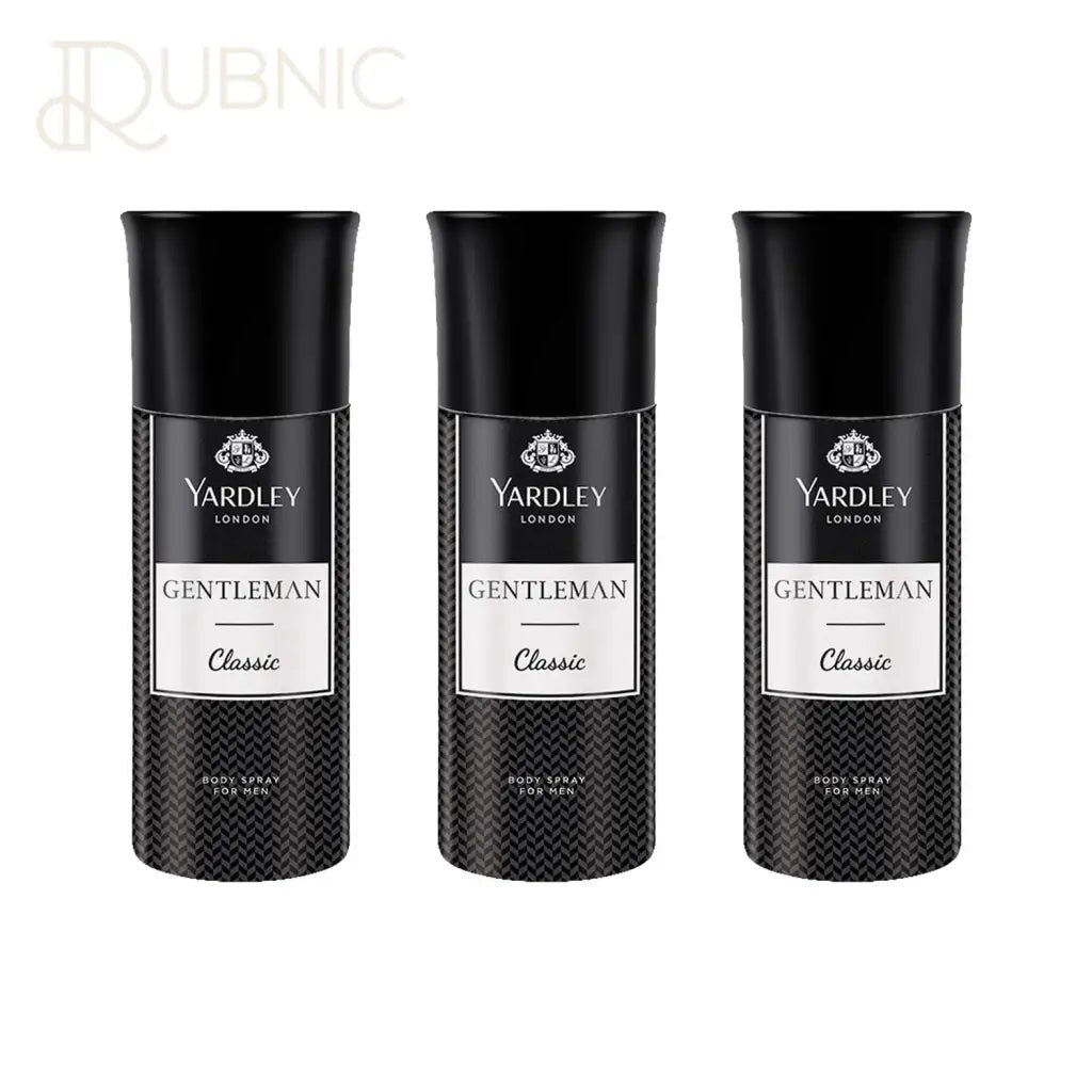 Yardley London Gentleman Classic Deo Body Spray for Men, 150ml Each (Pack of 3)