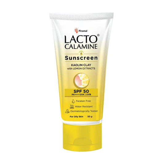 Lacto Calamine Daily Sunscreen SPF 50 PA +++ For Oily Skin With Kaolin Clay & Lemon Extracts (50gm)