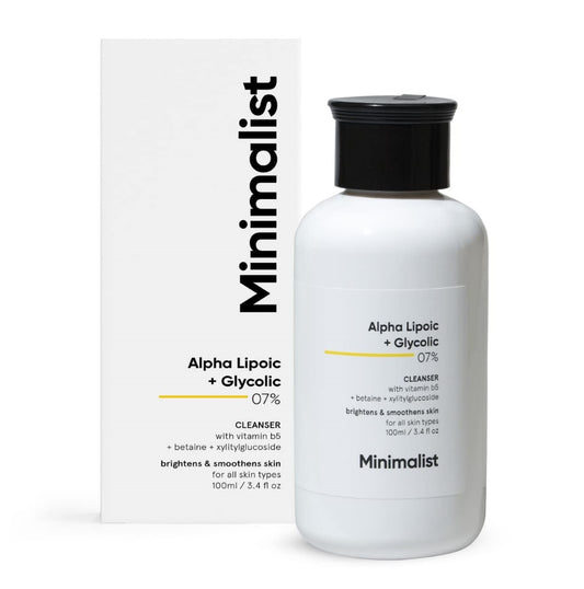 Minimalist 7% Alpha Lipoic and Glycolic Brightening Cleanser with Vitamin B5, Glycolic Acid | For Men & Women | 100 ml