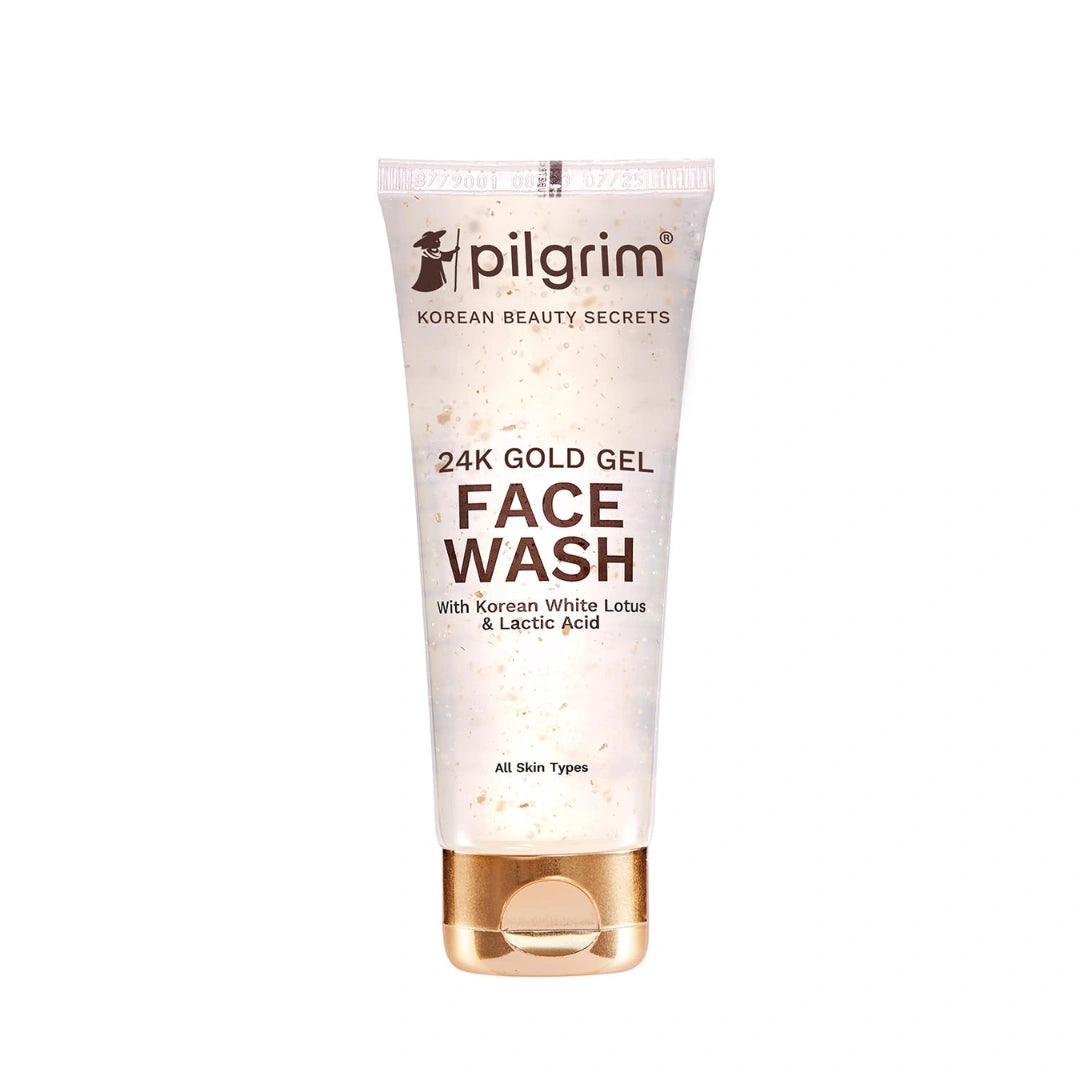 Pilgrim 24k Gold Gel Facewash with Korean White Lotus & Lactic Acid (80ml)