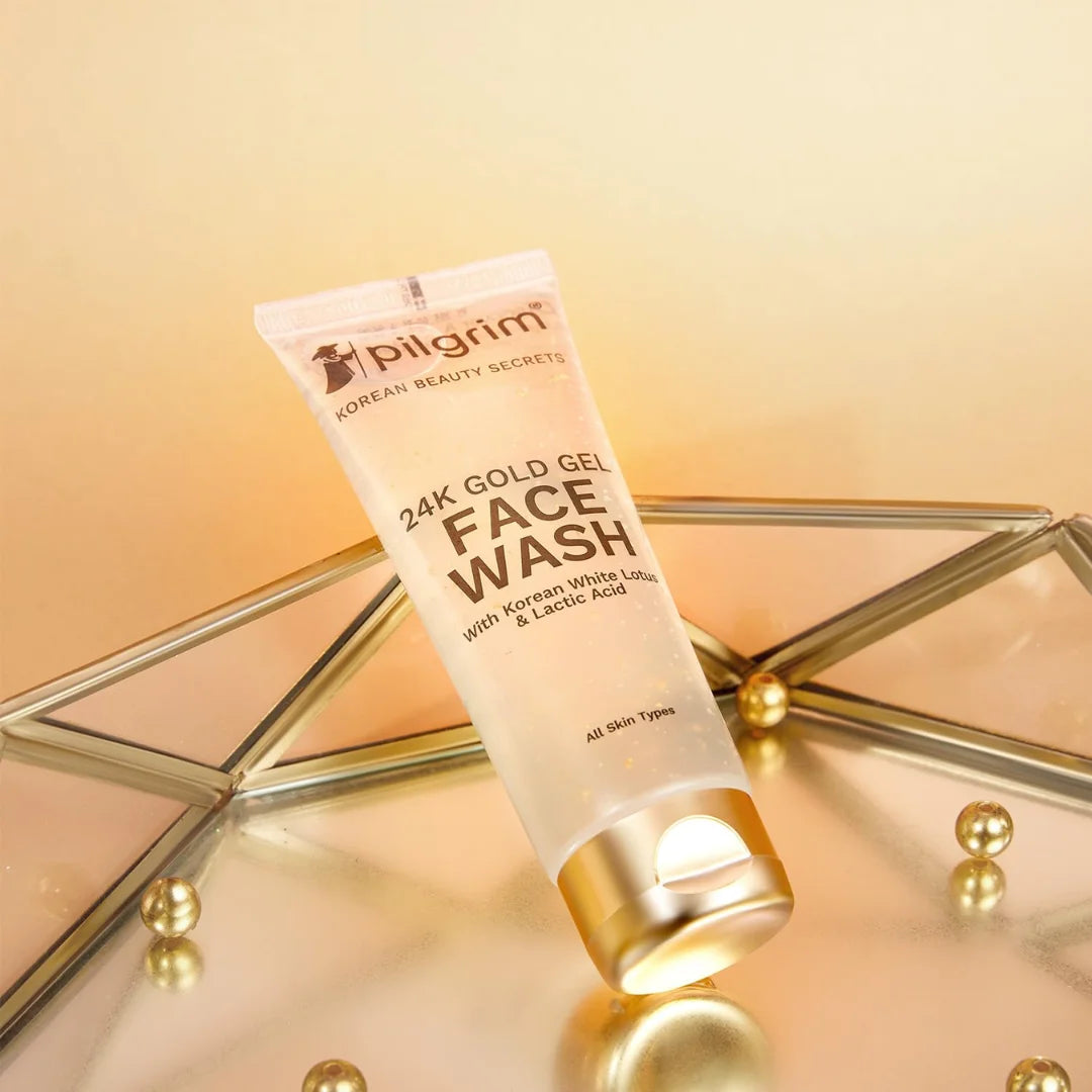 Pilgrim 24k Gold Gel Facewash with Korean White Lotus & Lactic Acid (80ml)